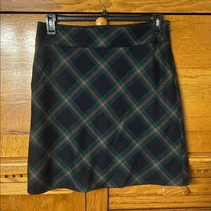 Talbots Navy Green Red Classic Plaid Wool Blend Pencil Skirt Preppy Academia
